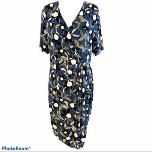 Banana Republic Wrap Front Dress Blue Floral XL